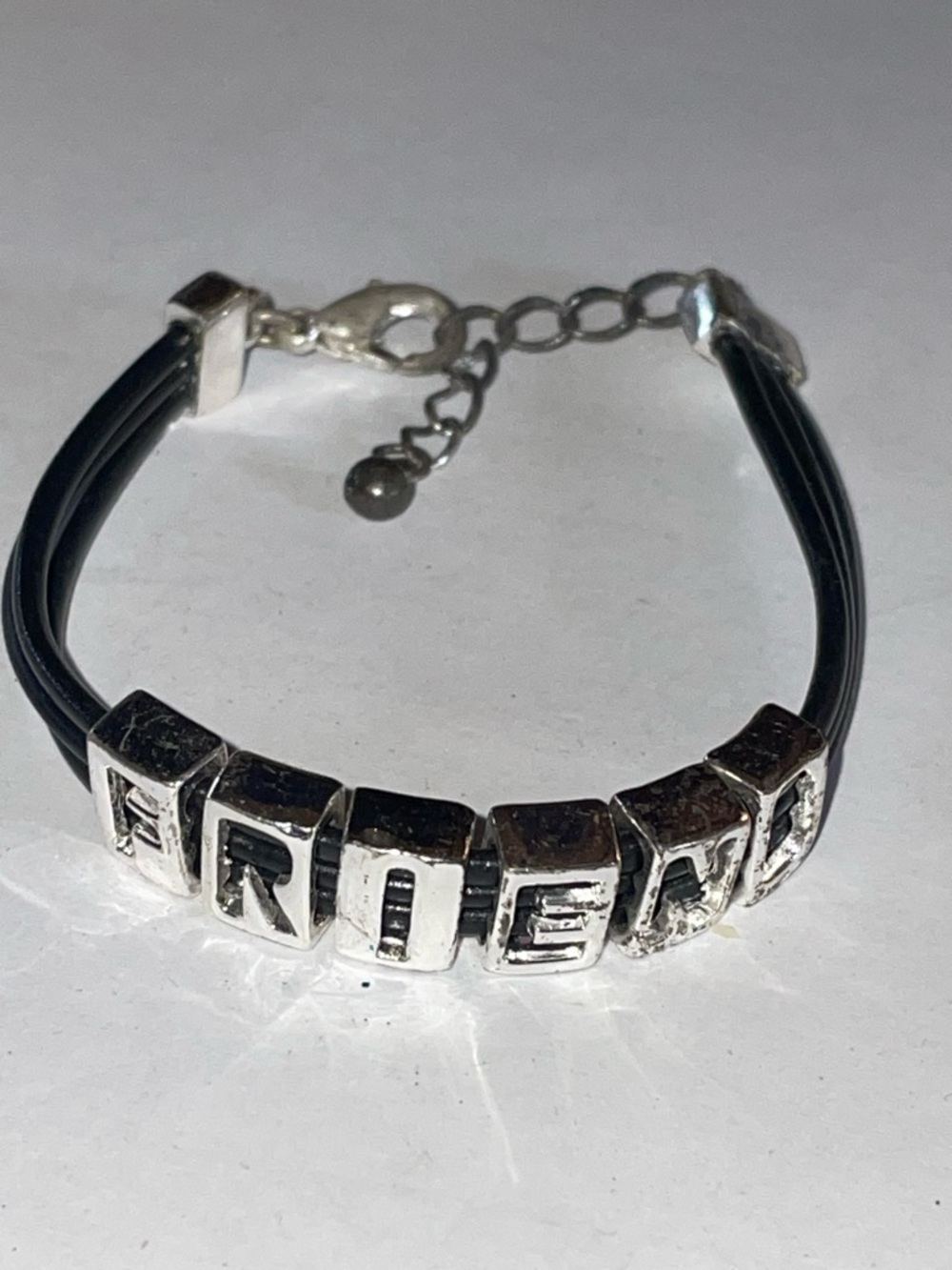 3/$10 Fashion Jewelry Silver Letter Beaded Black Cord Bracelet